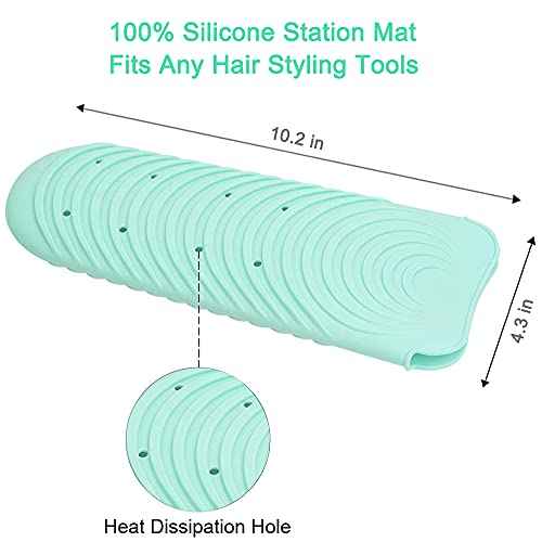 Heat Resistant Mat for Curling Iron, Silicone Flat Iron Mat & Holder for Counter, Portable Travel Curling Iron Mat & Pocket for Hot Hair Styling Tools