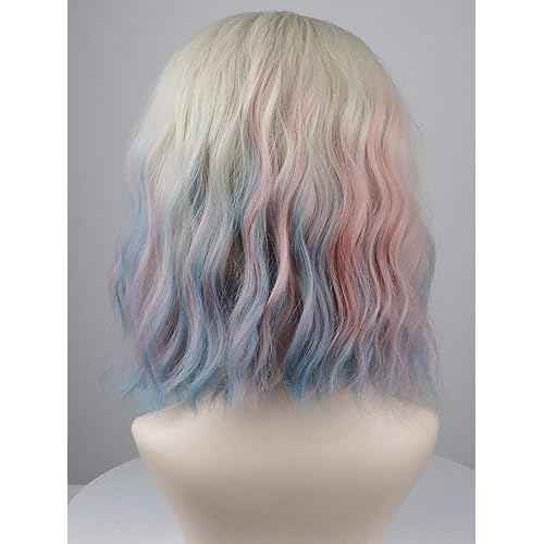 Enid Sinclair Wigs with Headband Curly Blonde Pink Blue Wigs for Halloween