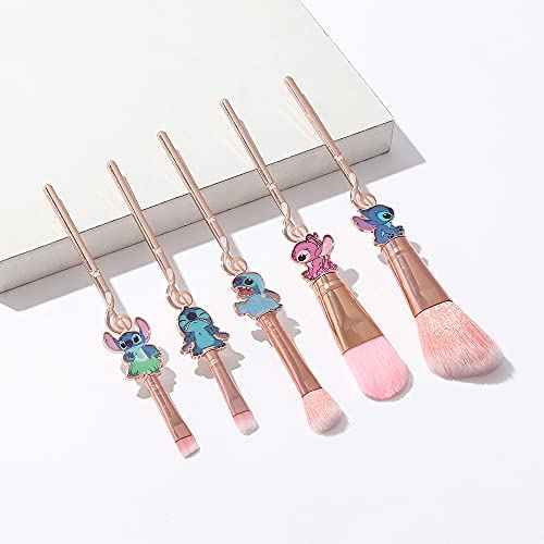 Cute Cartoon Girl-Themed 5-Piece Makeup Brush Set ? Premium Synthetic Bristles for Foundation, Blending, Face Powder, Blush, Concealer & Eye Shadow