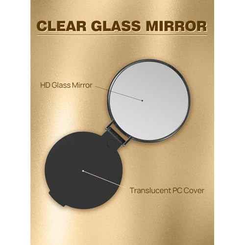 Qislee Compact Mirror Bulk, Round Makeup Mirror for Purse, Set of 200 (Black)