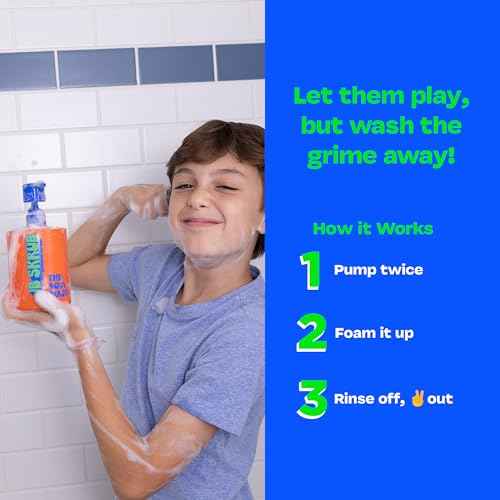 JB SKRUB - The Body Wash for Kids, Tween & Teen Boys with Foaming Action & Natural Citrus Scent - No Harsh Ingredients Boys Body Wash - Conquer Adolescent Funk with Confidence - 14 Oz.