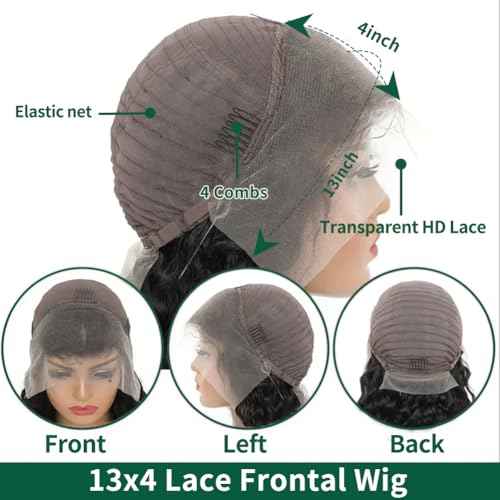 Deep Wave Lace Front Wigs Human Hair 220% Density 20 Inches HD Deep Wave Wig Human Hair Lace Front Wigs Deep Curly Human Hair Wig For Women 13x4 Deep Wave Frontal Wig Pre Plucked