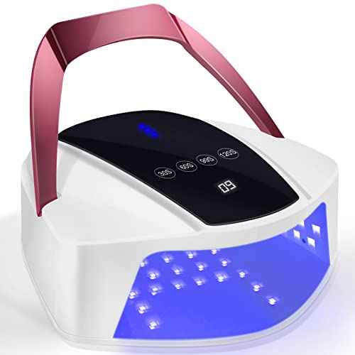 96W Rechargeable UV Light for Nails - Cordless LED Lamp With Portable Handle, Auto Infrared Sensor, 4 Timers - Professional Curing Tool for Gel Polish (White)
