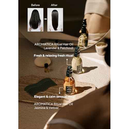 AROMATICA Ritual Jasmine & Vetiver Hair Oil - Adds Shine and Smooths Split Ends - Blow Out Hair Serum for Damaged & Frizzy Hair - Nourishing for Dry Curly Hair - Silicone-Free (1.6 fl oz)