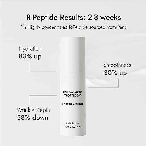 AS OF TODAY R-Peptide Ampoule/Serum | 1% Peptide Anti-Aging Serum | Hydrating Hyaluronic Acid & Vitamin E | Firming, Wrinkles & Deep Moisture | Clean Beauty | Clinically Proven |1 fl oz