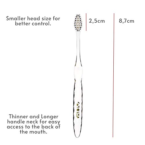 Nano-b Manual Toothbrush Set for Adults with Sensitive Gums, Silver Soft/Medium Bristles, Travel Cases, Blue, Pink, Green, Crystal, 4-Pack