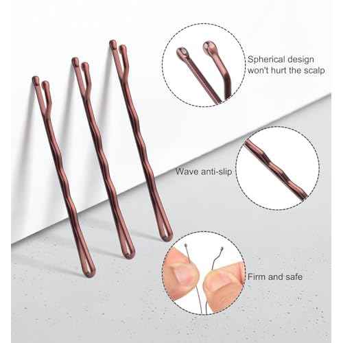 300 Pcs Bobby Pins Brown for Women and Girls, Reusable Invisible Wave Non Slip Brown Hair Pins, 2Inches Bulk With Storage Box