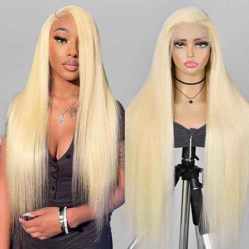 22 Inch 613 Lace Front Wigs Human Hair 180 Density Blonde Wig Human Hair 613 Straight Frontal Wigs Human Hair Pre Plucked For Women 13x6 Honey Blonde HD Lace Front Wig