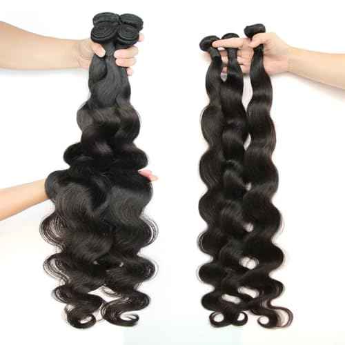 12A Human Hair Bundles 14 16 18 20 Inch Body Wave 100% Unprocessed Hair 4 Bundles Deals Extensions Quick Weave Human Hair Natural Black Color