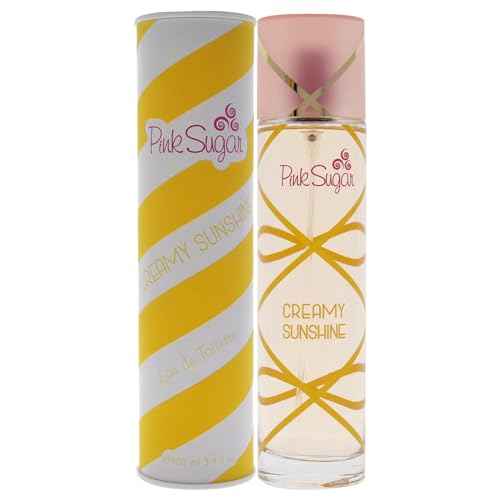 Pink Sugar Creamy Sunshine Fragrance for Women, Eau de Toilette Perfume, Body Mist, Hair Perfume, Floral + Fruity Scent, Notes of Coconut Milk, Mimosa, Vanilla, and Caramel