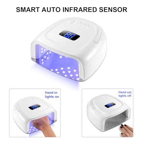 UV LED Nail Lamp,60W Professional Rechargeable UV LED Nail Dryer for Gel Nail Polish Dryer Fast Curing Lamp, 4 Timer Settings Gel Nail Lights for Auto Sensor Nail Machine (White)