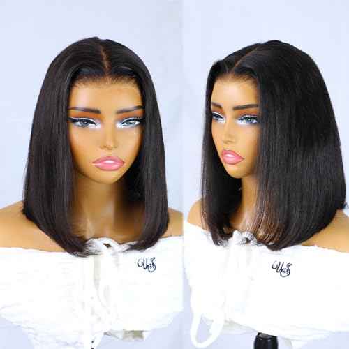 ISEE 9x6 Tpart Bob Straight Glueless Wigs Human Hair Pre Plucked Pre Cut 180% Density Drawstring Wig Human Hair Lace Front Wigs for Black Women Natural Color 16 inch