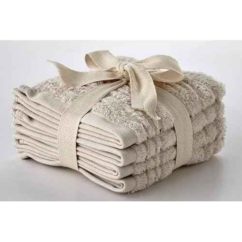SKL Home CloudSoft Cotton Luxury 4-Piece Washcloth Set, Oatmeal