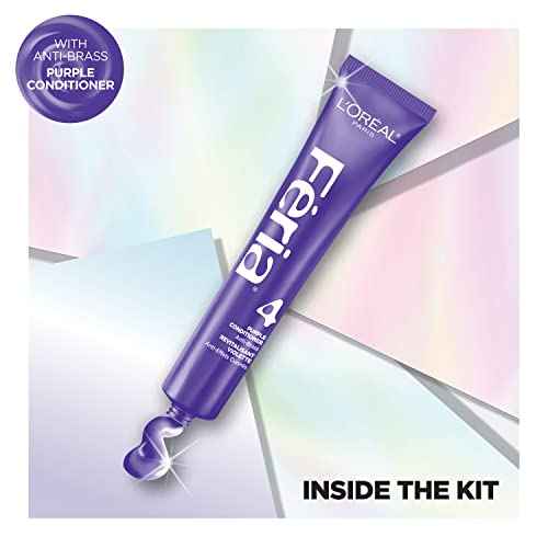 L¡¯Oreal Paris Feria Hyper Platinum Hair Bleach, Lifts Up To 8 Levels, Includes Anti Brass Purple Conditioner, Hyper Platinum Blonde Hair Dye Kit, Pack of 2