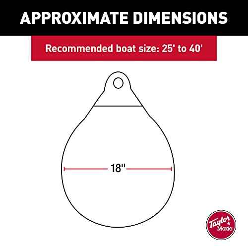 Taylor Made Products Tuff End Buoy, Orange (18") ? Flexible, Strong, Marine-Grade Vinyl Buoy for 25-40 Foot Boats ? Easy-to-use, Trivalve¢â Inflates with Standard Ball Pump ? 2020108090