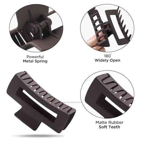 Sunolga 8PCS Hair Clips for Women, Flower Claw Clips for Thick Hair, Non-Slip Hair Accessories with Multi-Styles, Neutral Colors Variety Pack