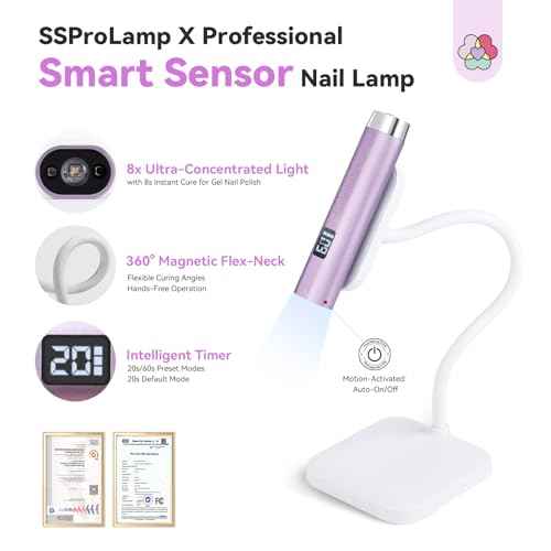 SAVILAND SSPro X U V Light for Gels Nails : 8s U V LED Nail Lamp with Smart Sensor 360¡Æ Rotatable Magnetic Nail Light Flash Cure Lamp for Gel Stand 2 Timer LCD Screen Nail Light Use Home DIY
