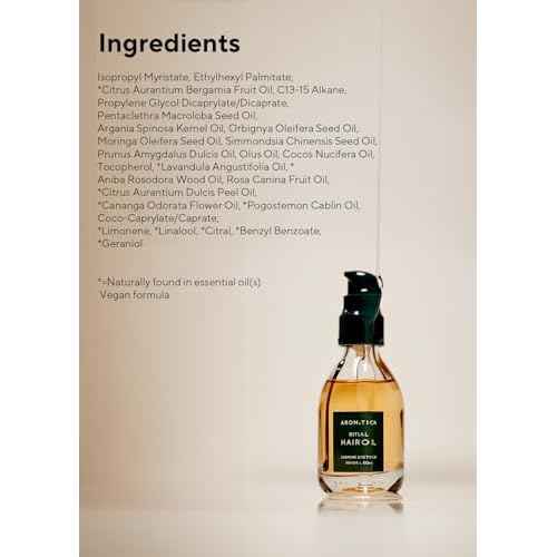 AROMATICA Ritual Jasmine & Vetiver Hair Oil - Adds Shine and Smooths Split Ends - Blow Out Hair Serum for Damaged & Frizzy Hair - Nourishing for Dry Curly Hair - Silicone-Free (1.6 fl oz)