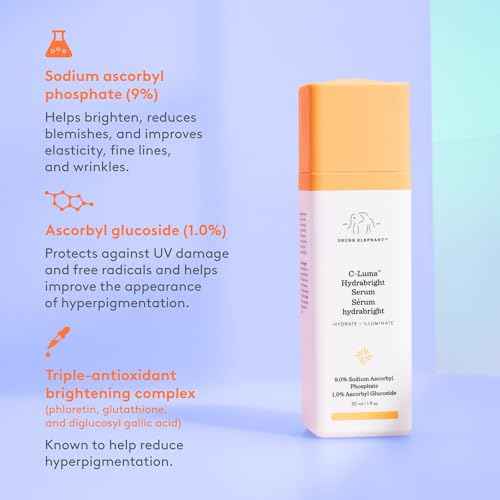 Drunk Elephant C-Luma Hydrabright Serum - 30 ml/1 fl oz - 10% Hydrating Vitamin C - Clean Clinical Skincare - Cruelty-Free - Dermatologist-Tested - Free of Essential Oils, Silicones, and Fragrance