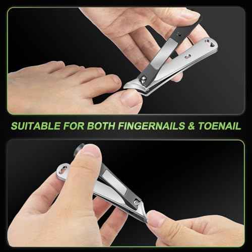Ingrown Toenail Clippers, Stocking Stuffers for Men Slanted Nail Clippers for Thick Nails for Seniors, Edgy Angled Finger Nail Cutters for Adult, Men, Women with Curved Blade, Nail File
