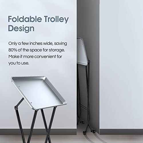 Aluminum Foldaway Folding Service Tray on Wheels