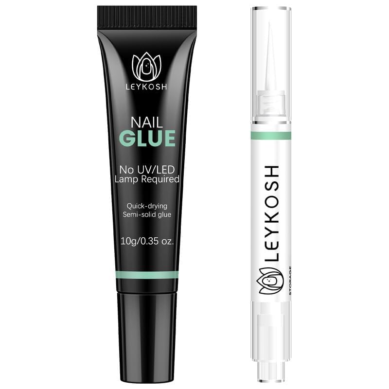 Nail Glue for Press Ons - 10g Quick Drying Semi-Solid Formula | 5ml Remover Pen Set for Easy Application & Gentle Removal