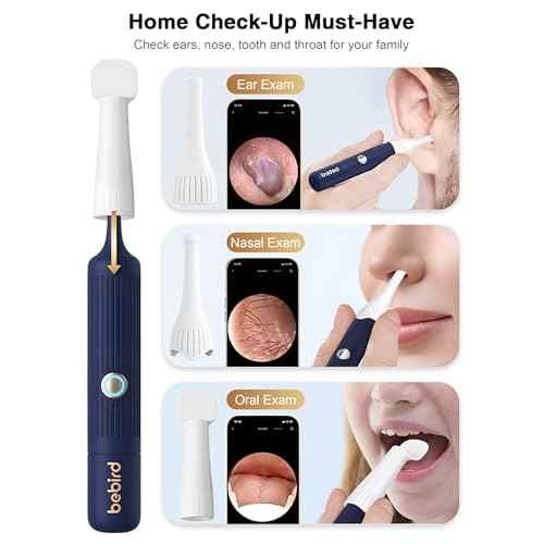 BEBIRD Earsight Plus Ear Wax Removal Tool Camera with HD Visual Otoscope, Smart WiFi Earwax Cleaner Kit, Safe Silicone Flexible Scoops & Tweezers Tools for Adults & Kids (Blue)