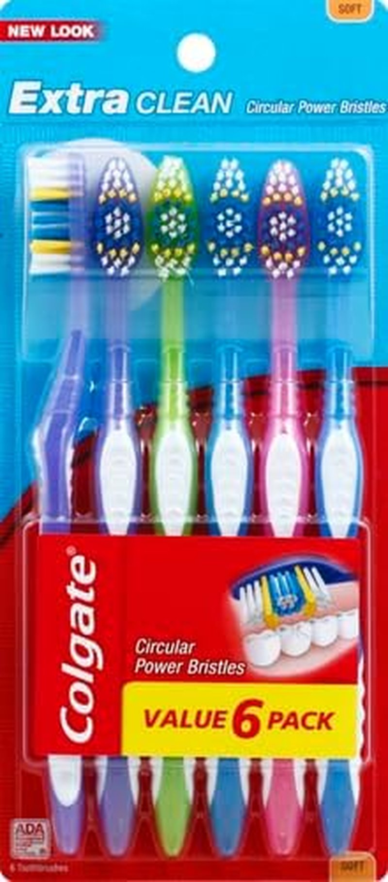 Colgate Extra Clean Toothbrush - Soft Adult Toothbrushes | 6 Count Pack of 12