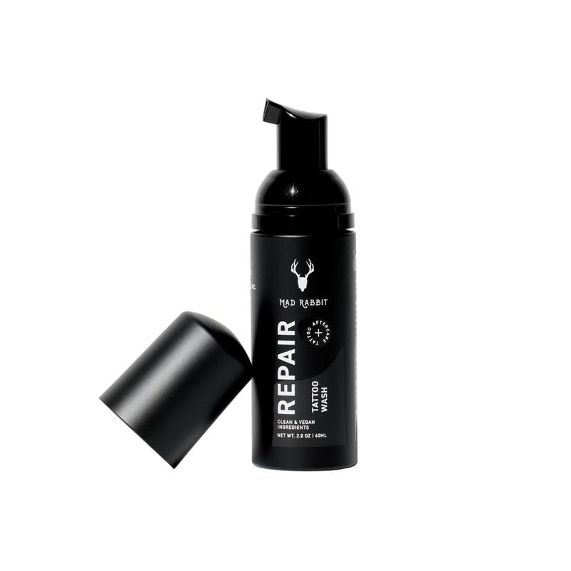 Mad Rabbit Tattoo Aftercare Soap - Tattoo Soap for New Tattoo - Fragrance Free Tattoo Foam Wash - Unscented Tattoo Cleaner Made with Clean + Vegan Ingredients, 2oz