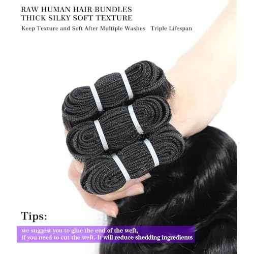 FASHION PLUS Raw Human Hair Bundles, Loose Deep Wave, 18 Inch, Wavy, Shedding Free, Tangle Free, Natural Color, Sew-In Installation
