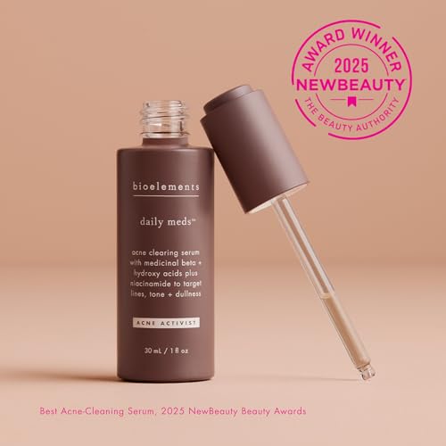 Bioelements Daily Meds - 1 fl oz - Acne Clearing Serum with Medicinal Beta + Alpha Hydroxy Acids and Niacinamide to Target Lines, Tone + Dullness - Vegan, Gluten Free - Never Tested on Animals