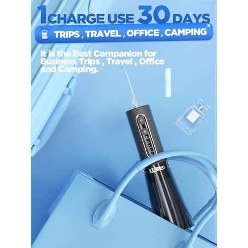 Water Dental Flosser Teeth Pick: WELLFINE Portable Cordless 4 Modes Flossers Pic 300ML Rechargeable Floss Pik Powerful IPX7 Waterproof Oral Irrigator for Cleaning Gum Care Braces for Home Travel