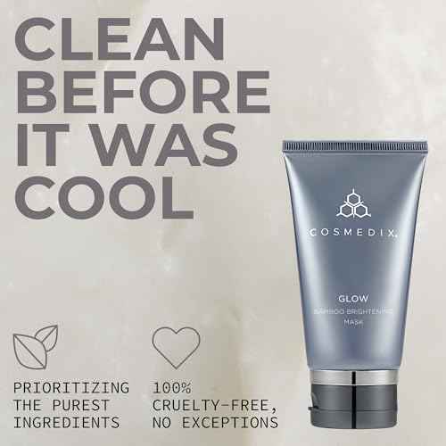 COSMEDIX Glow Bamboo Brightening Facial Mask - PM Exfoliating Facial Scrub for Tired, Dull & Uneven Skin - Anti-Aging Gentle Night Face Exfoliator with Bamboo & Niacinamide - All Skin Types