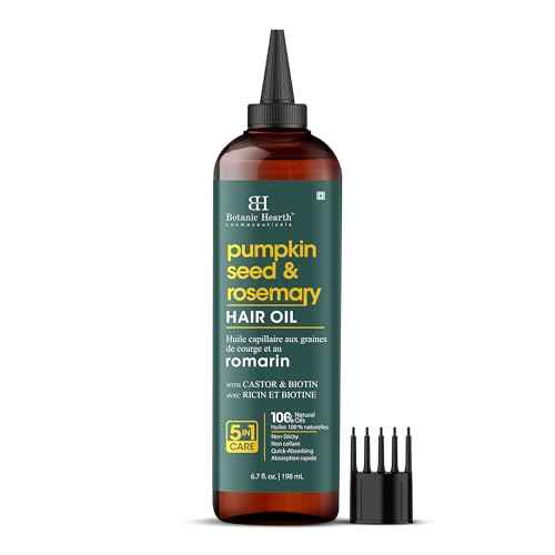 Botanic Hearth 100% Pure Rosemary Oil For Hair Growth | Infused with Pumpkin Oil | Hair Oil Repairs Dry Damaged Hair, Strengthening, Healthier - Hair Tonic, 6.7 fl oz