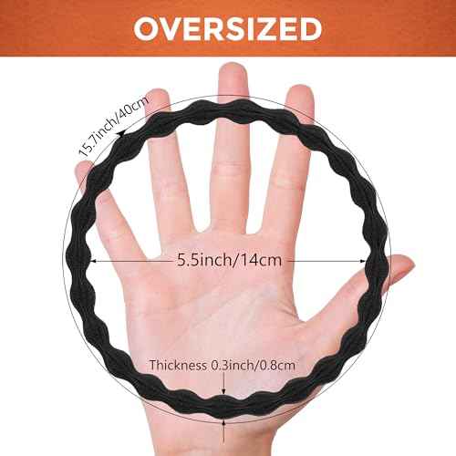 12-Pack 4X Extra Long Hair Ties - Ideal for Dreadlocks, Curly, Extra Thick Hair - Durable, Oversized, and Gentle Ponytail Holders, XXX, Black