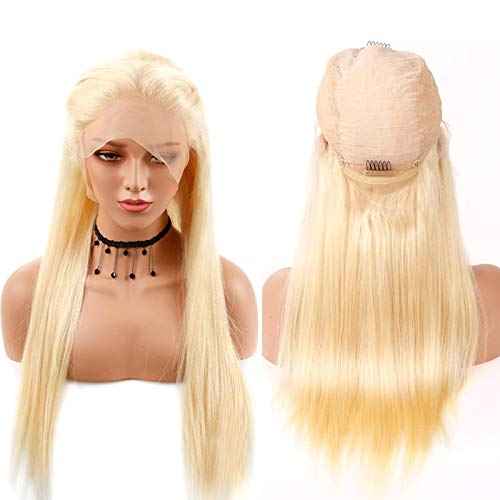 613 Blonde 13x4 Lace Front Wig Human Hair Pre Plucked Brazilian Straight 613 Blonde Human Hair Wigs for Women 150% Density Transparent Lace Frontal Wig with Baby Hair (16 inch, 13x4 Straight)