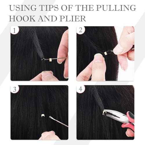 Microlinks Hair Extensions Kit,Beads Hair Extensions Threader Pulling Hook Pliers,Micro Link Tools Hair Feathers Extensions Kit for Hair Style