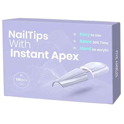 Tipex Instant Apex Nail Tips: Long Coffin, Full Cover Gel, Thicker Acrylic, Strong Hard Clear Pre-etched Press-on Nails