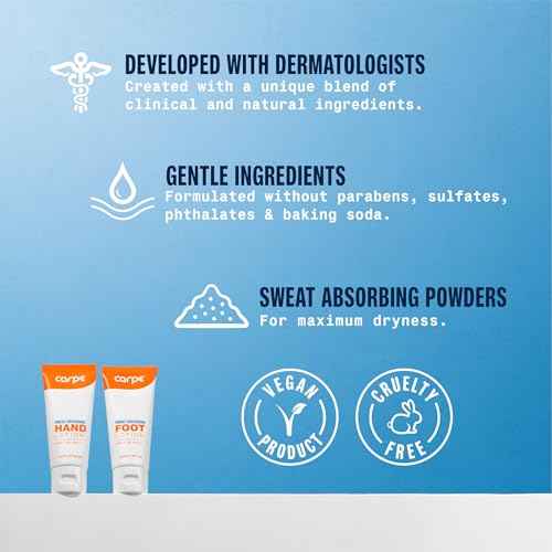 Carpe Sweat Absorbing Hand and Foot Lotion Bundle (3 Hand and 3 Foot Tubes), Stop Sweaty Hands and Sweaty, Smelly Feet, Dermatologist-Recommended
