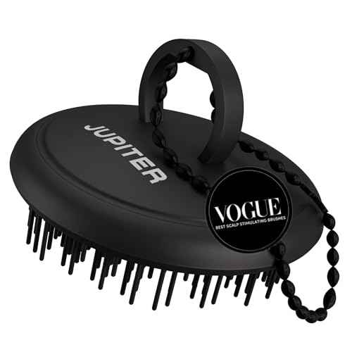 Jupiter Scalp Exfoliator - Scalp Massager Tool for Wet & Dry Hair - Ergonomic Detangler Brush - Dandruff Comb & Scrub to Remove Dandruff & Buildup and Support Circulation - Black