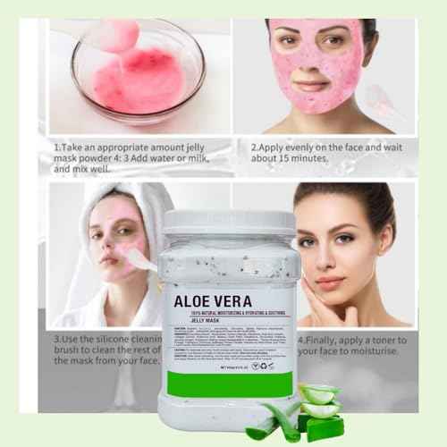 Vajacial Hydro Jelly Mask Powder for Face, Collagen Face Mask for Women, Jelly Facial Mask for Teens and Women (Aloe Vera)