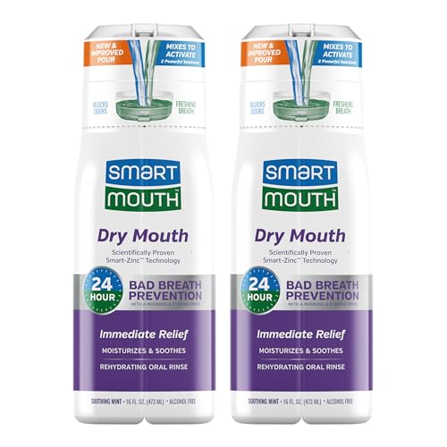 SmartMouth Activated Dry Mouth Mouthwash, Dry Mouth and Bad Breath Relief, Mint, 16 fl oz, 2 Pack