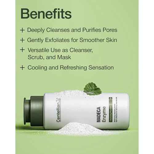 CENTELLIAN 24 Madeca Enzyme Cleansing Powder (2.03fl oz) - Gentle Daily Exfoliating Face Cleanser & Mask for Smooths Skin, Reduces Oil & Remove Impurities, Korean Skin Care. TECA, Mint Powder