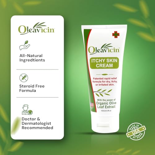 Oleavicin Extra Strength Anti-Itch Cream (3 Pack) for Dry, Itchy Skin Relief ? Natural Fungal & Rash Treatment with Olive Leaf Extract ? Fast-Acting, Long-Lasting Itch Relief