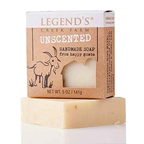 Legend's Creek Farm Goat Milk Soap - Cleansing Moisturizing Bar for Hands and Body - 5 Oz Creamy Lather, Nourishing, Gentle Natural Soap for Sensitive Skin, Handmade in USA (Unscented, Pack of 3)