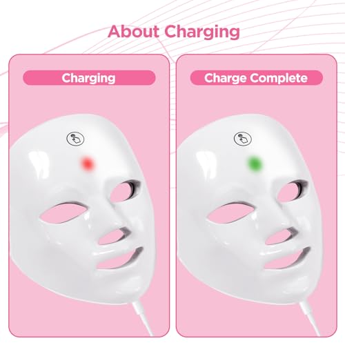 LED Light Therapy Mask(FM-01), Blue & Red Light Face Mask, Rechargeable & Portable for Travel and Home Use