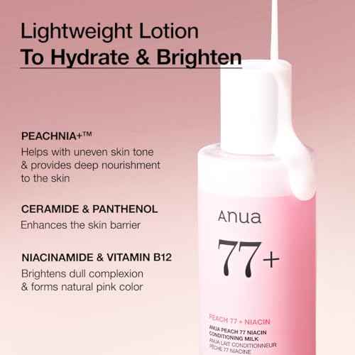 ANUA Peach Niacin Conditioning Lotion, Face Moisturizer with Vitamin B12, Ceramide, Panthenol, Hyaluronic Acid, Lightweight, Korean Skin Care for Glass Skin (150ml, 5.07 fl.oz.)