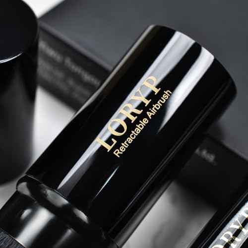 LORYP 4 Pcs Full Face Professional Makeup Brushes Set with Retractable Kabuki Airbrush For Powder,Liquid,Cream,Angled Blush Brush, Foundation Brush, Tapered Highlight Brush