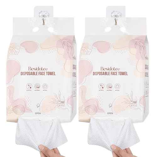 Disposable Towels for Face Hang Over the Door or on Wall, 300 ct, 2 Pack, Thick and Durable Facial Towels for Skin Care, Makeup Removal, Multi-Purpose Use on Sink, Bathroom Counter, Toilet, etc