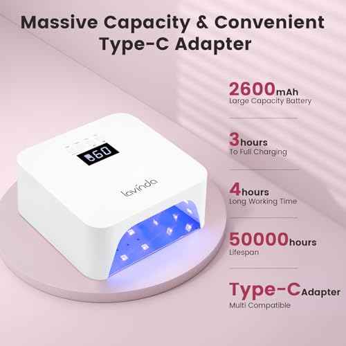 Lavinda UV Light for Gel Nails, Professiona UV LED Nail Lamp 2X Faster Curing Nail Dryer Nail Light Compatible with All Gel Types for Home Salon (NovaGlow White)